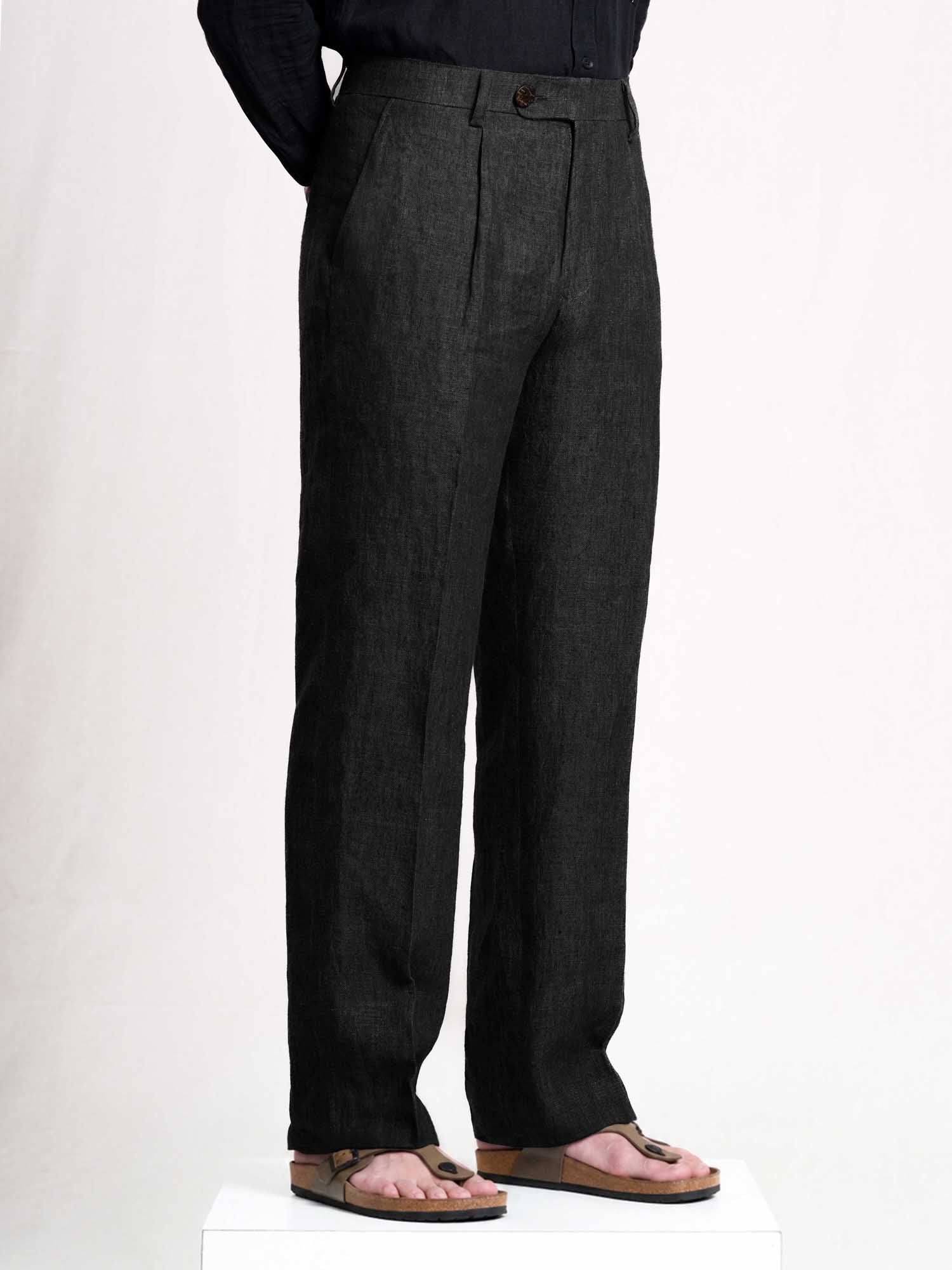 Black Linen Men's Pant