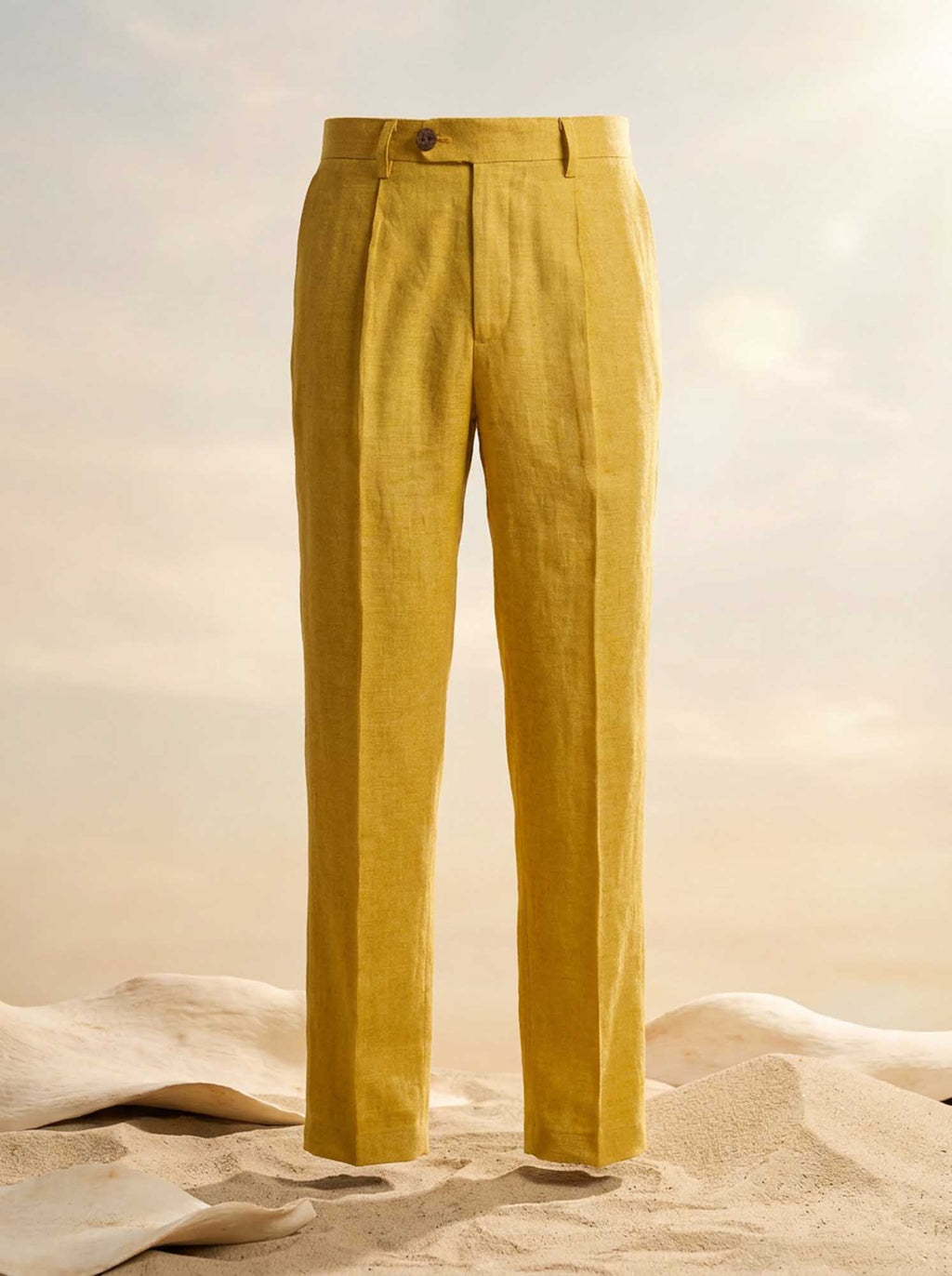 Mustered Yellow Linen Men's Pant