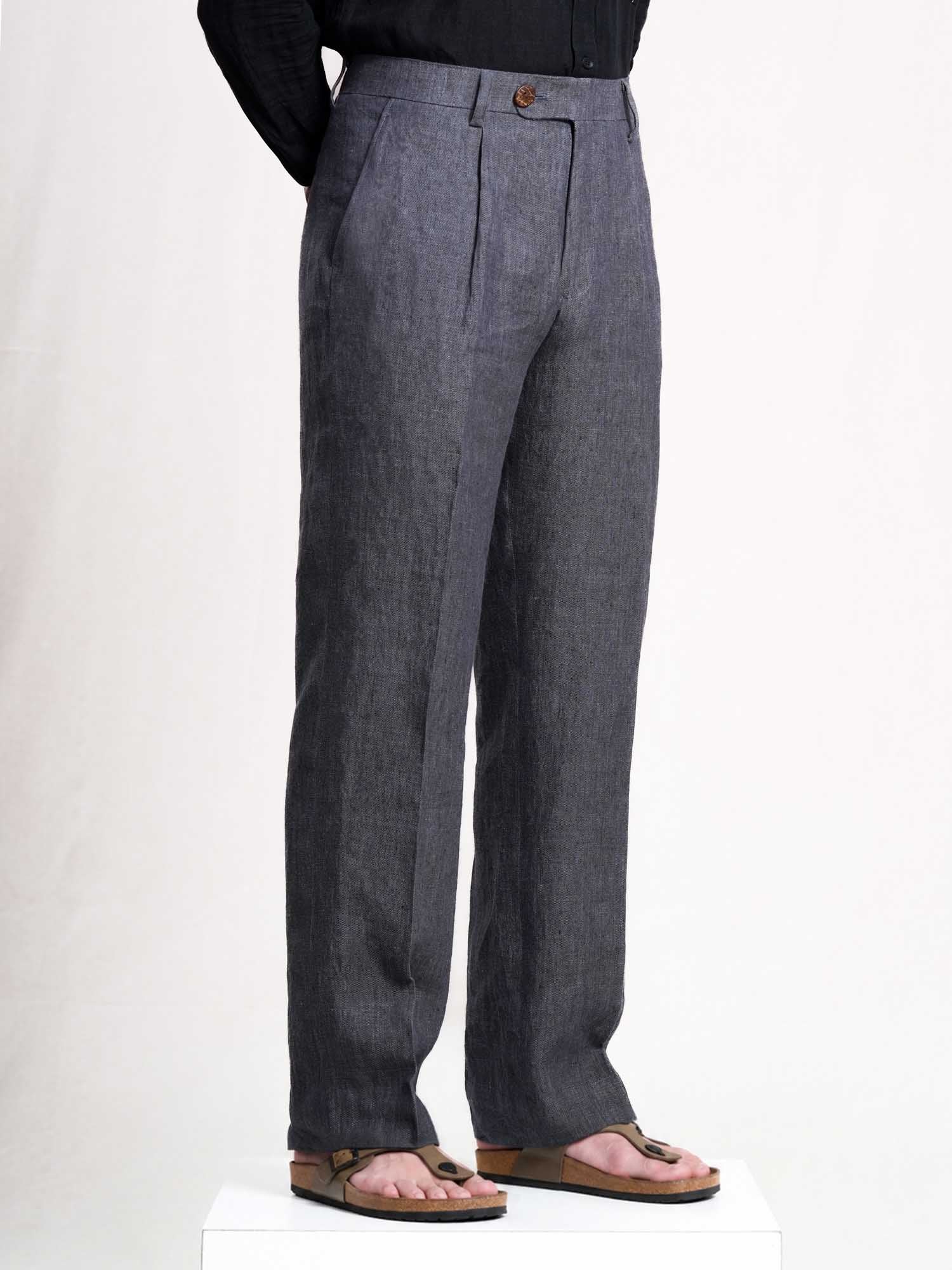 Charcoal Grey Linen Men's Pant