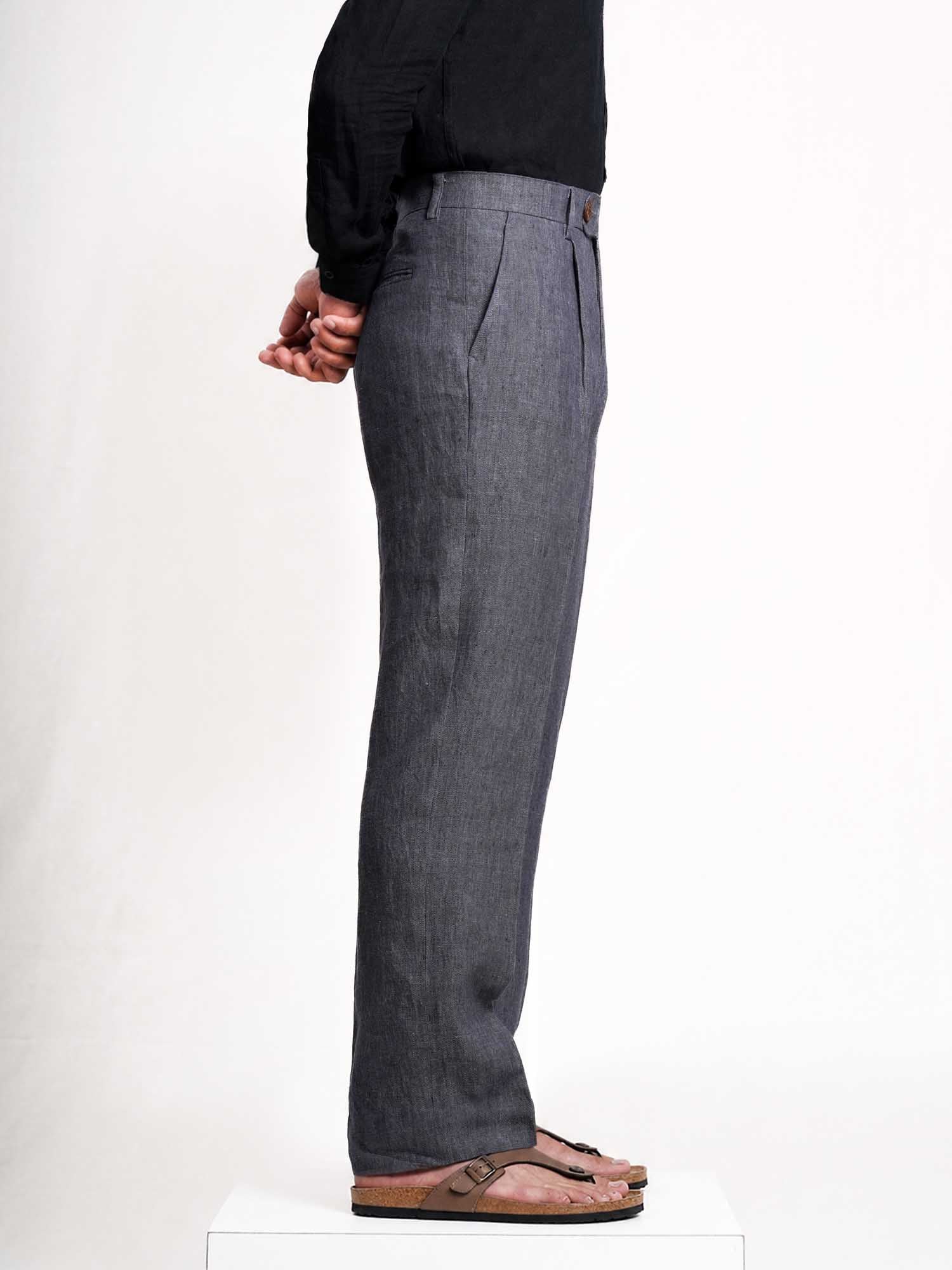 Charcoal Grey Linen Men's Pant