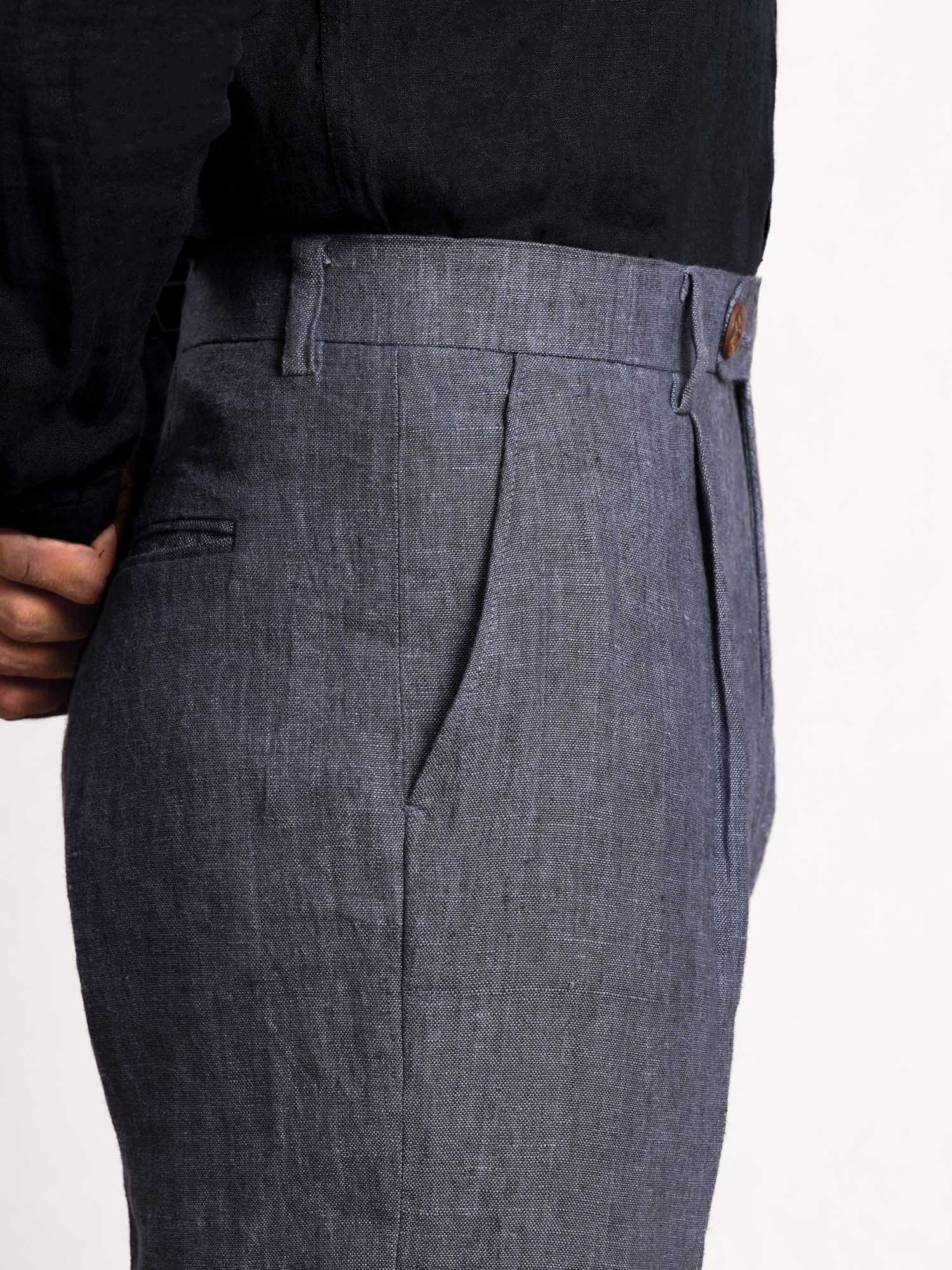Charcoal Grey Linen Men's Pant