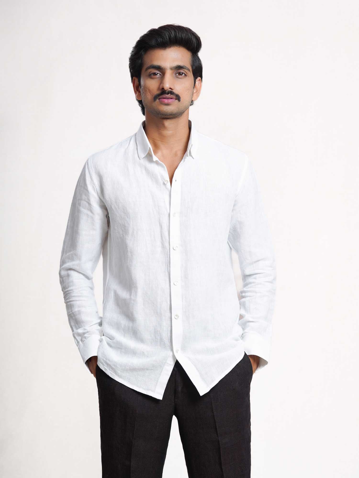 White Linen Without Pocket Men’s Shirt