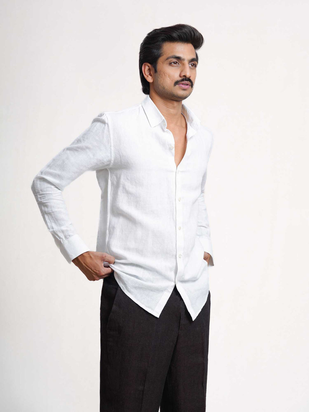 White Linen Without Pocket Men’s Shirt