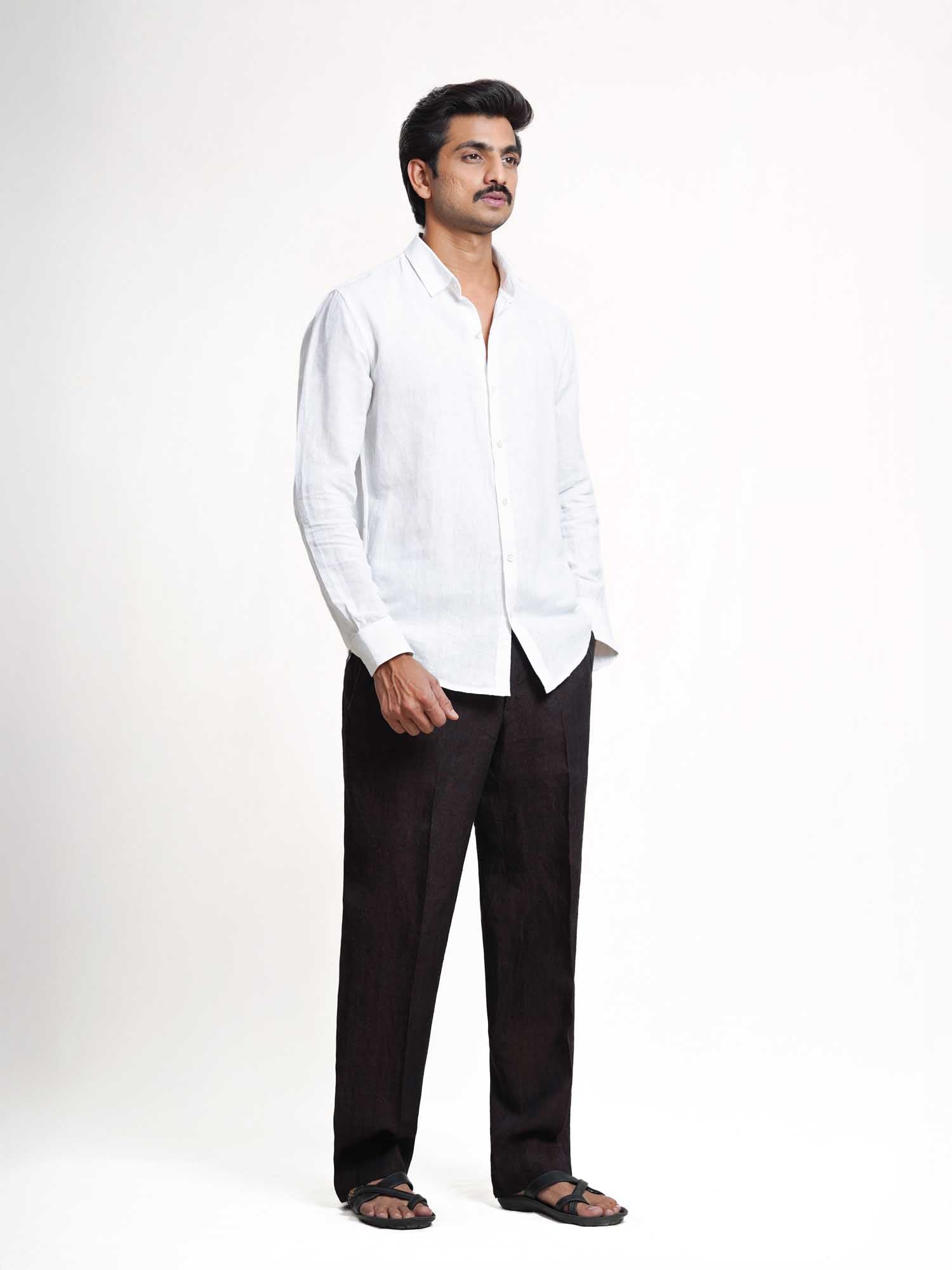 White Linen Without Pocket Men’s Shirt
