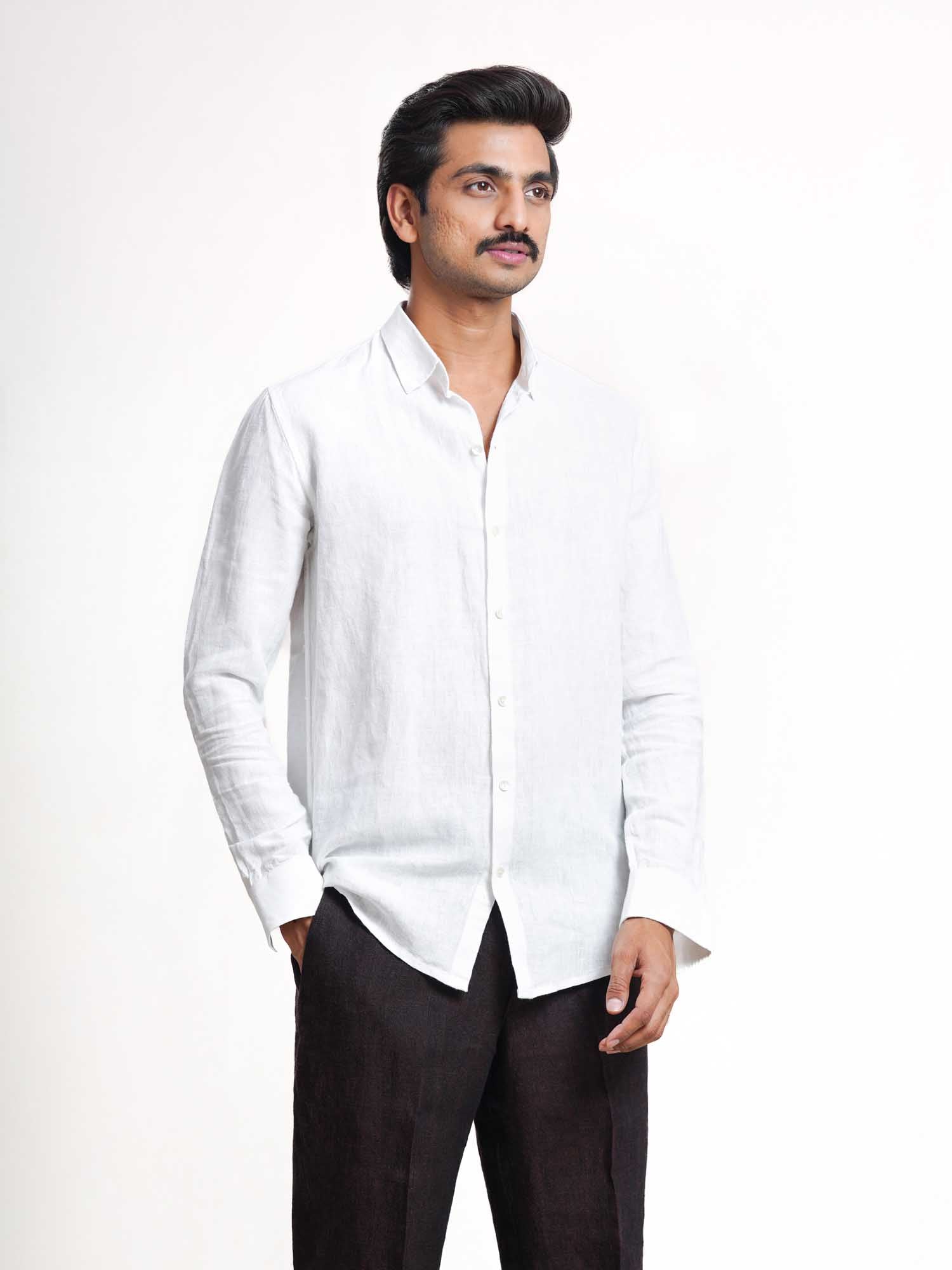 White Linen Without Pocket Men’s Shirt