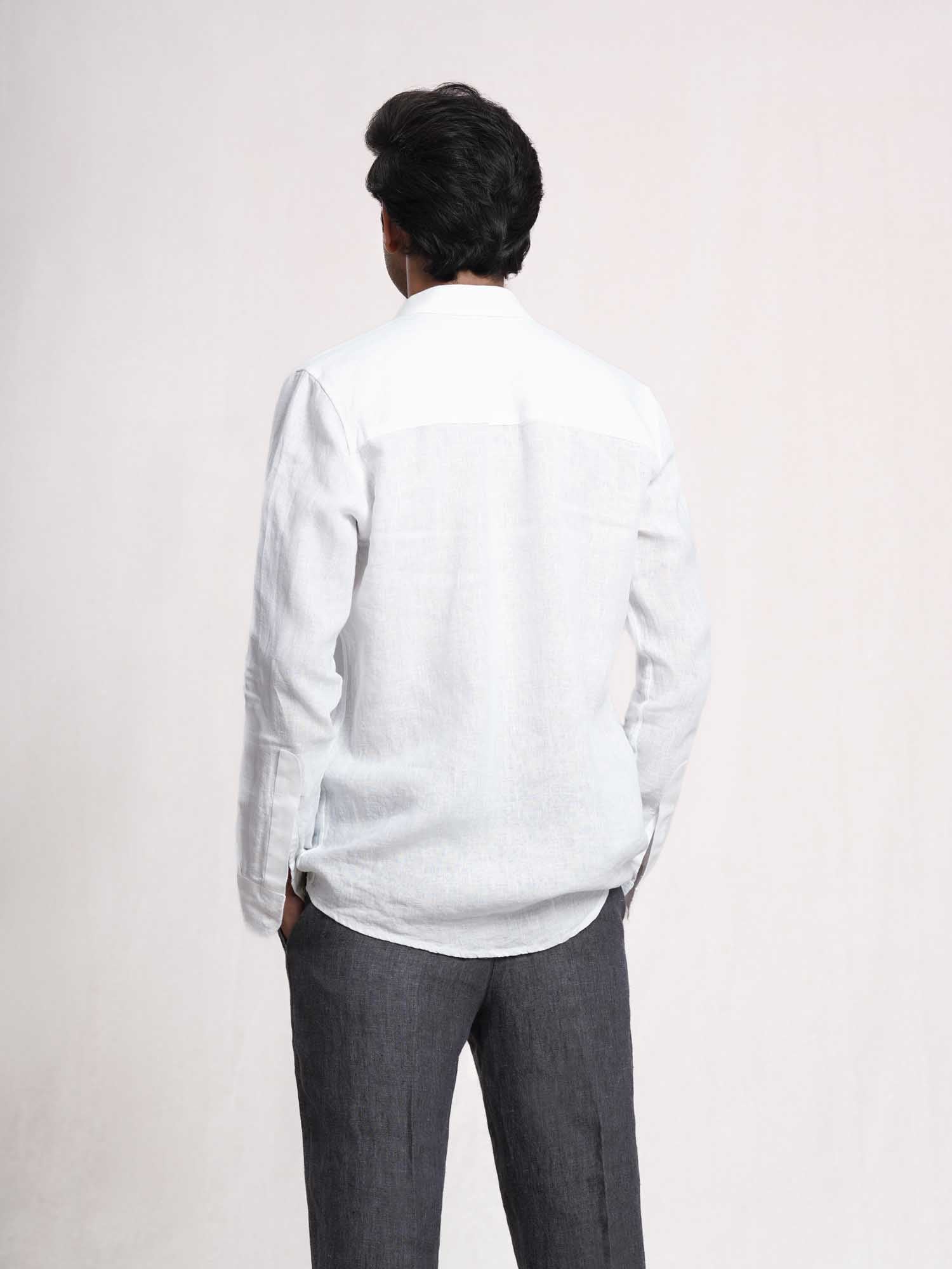 White Linen Double Pocket Men’s Shirt