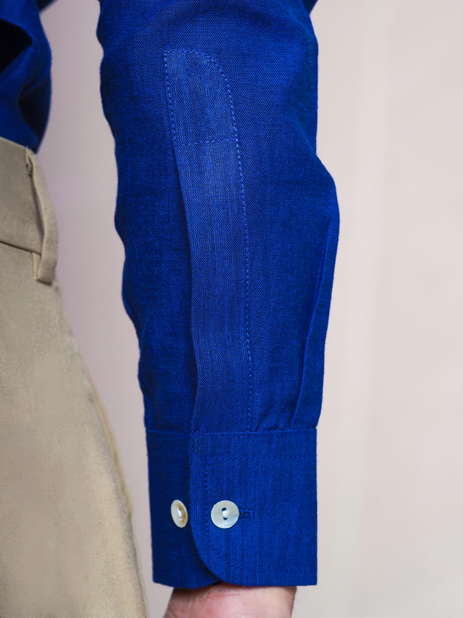 Royal Blue Linen Hand Embroidered Men’s Shirt