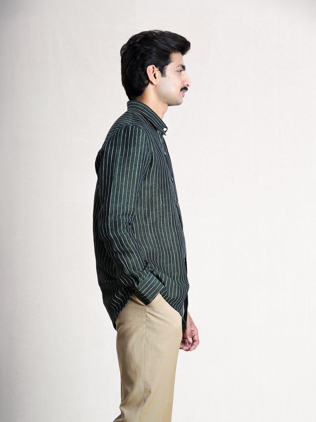 Green Linen Hand Embroidered Men’s Shirt