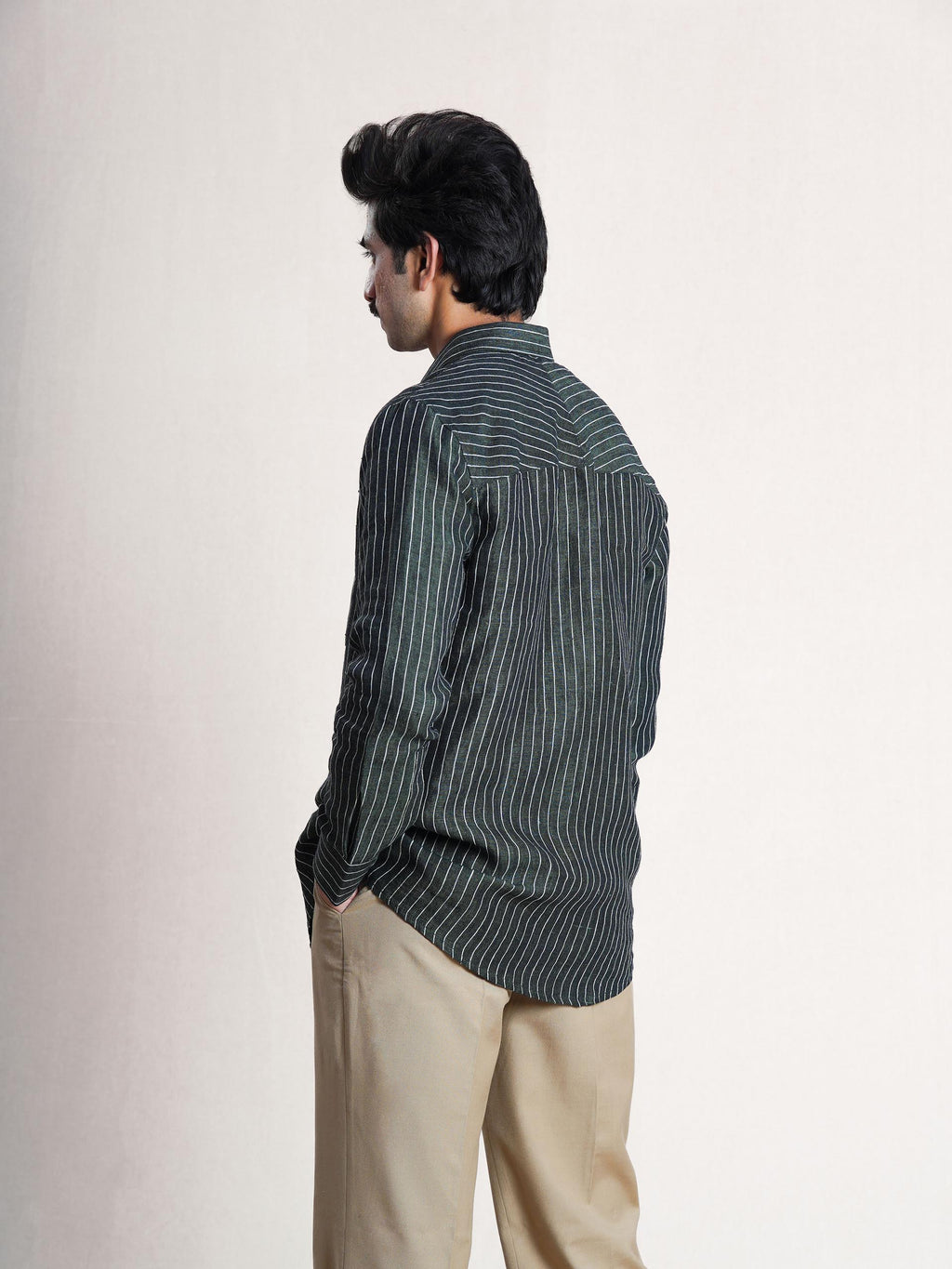 Green Linen Hand Embroidered Men’s Shirt