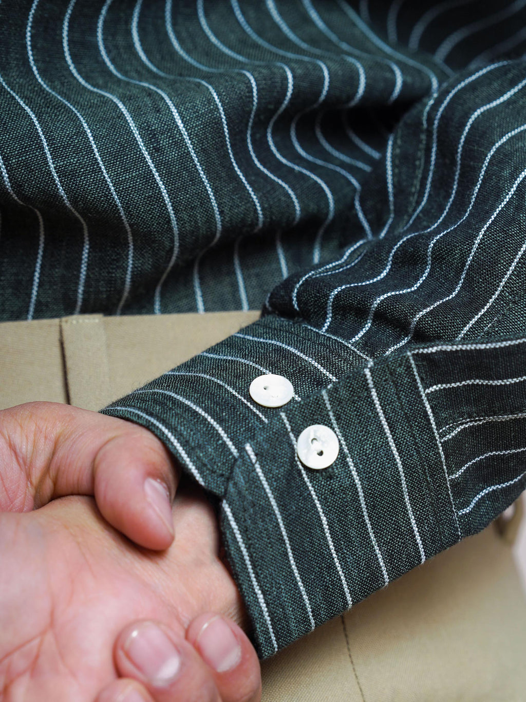 Green Linen Hand Embroidered Men’s Shirt