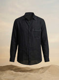 Black Linen Barley Embroidered Men’s Shirt