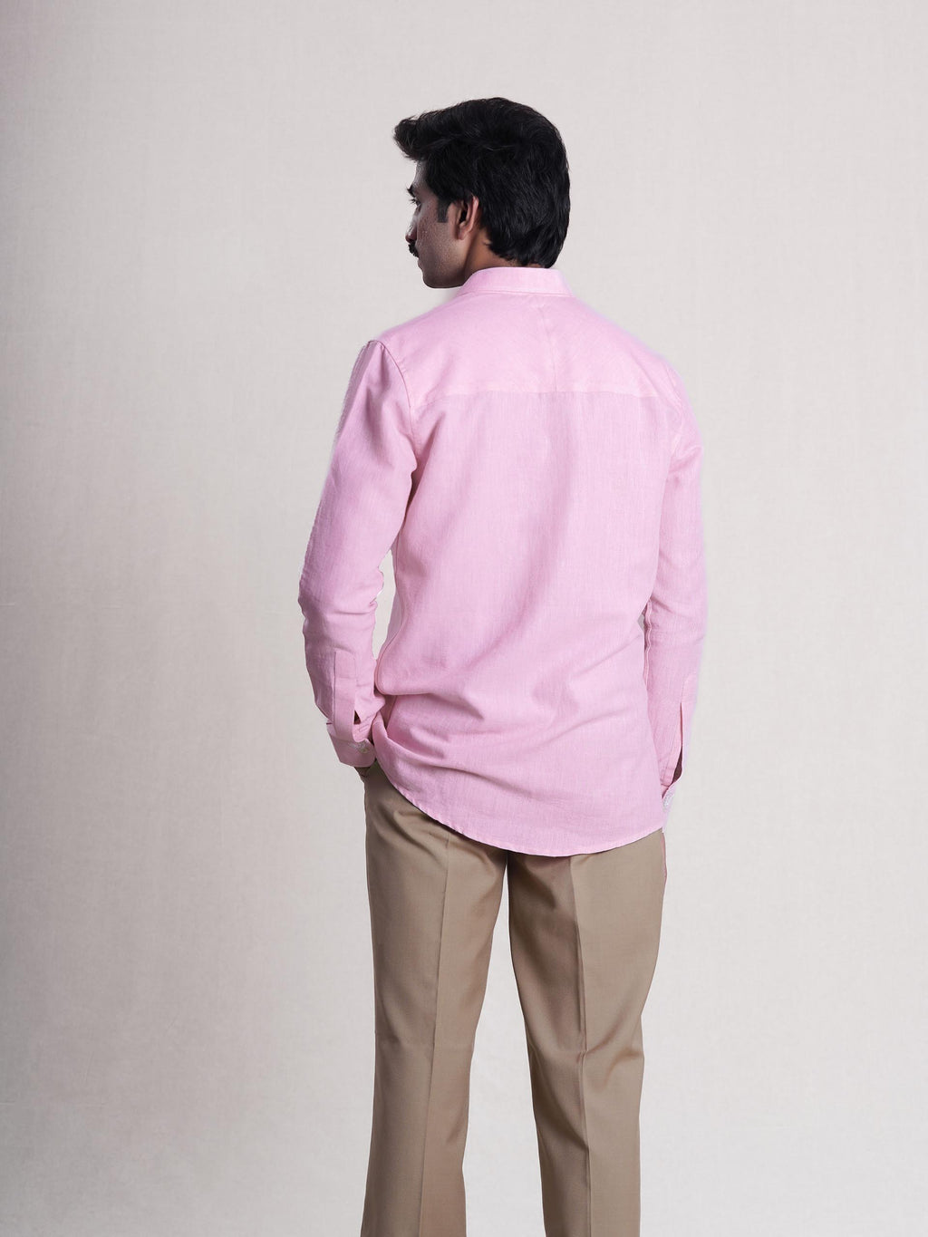 Pink Linen Barley Embroidered Men’s Shirt