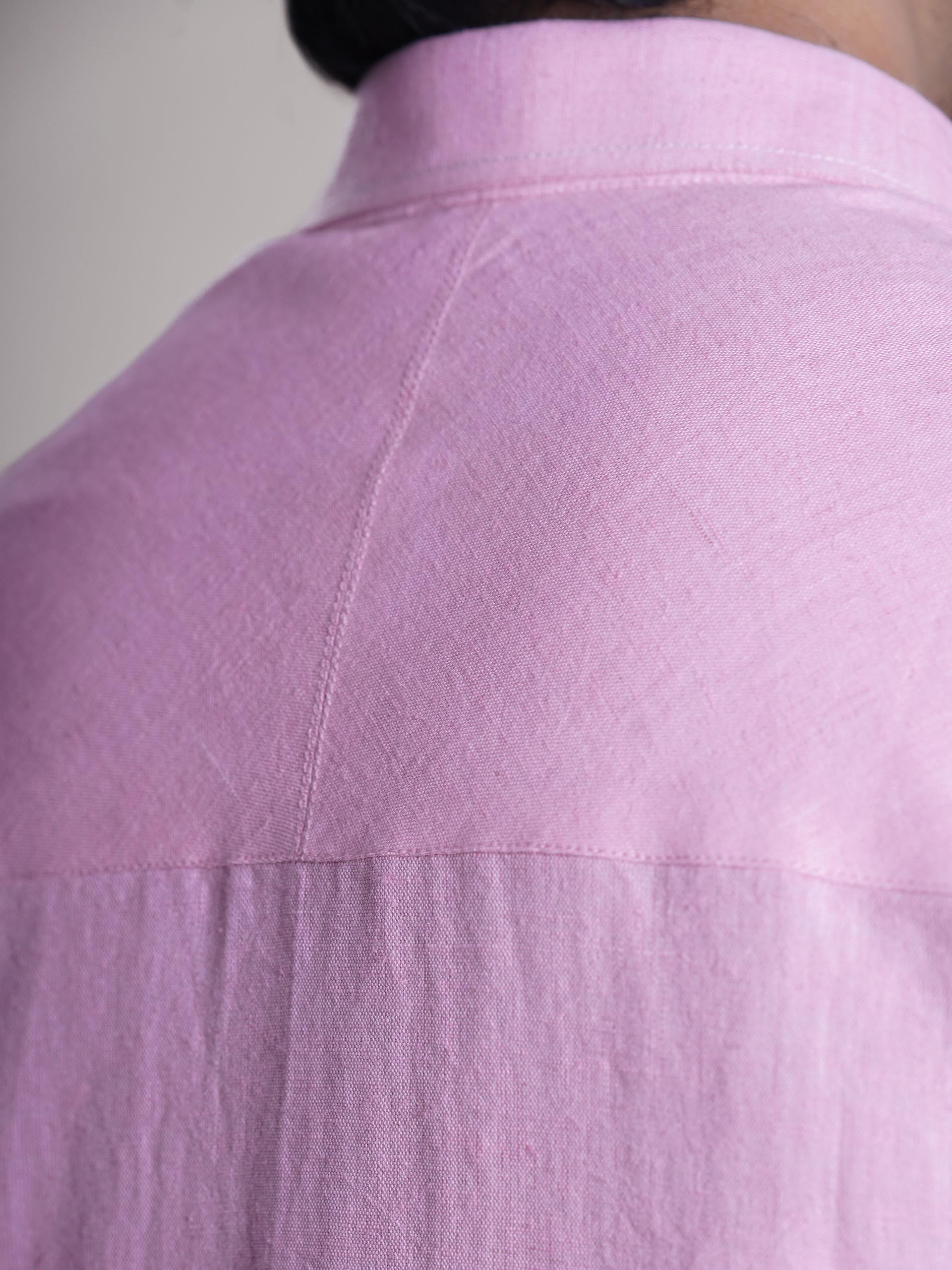 Pink Linen Barley Embroidered Men’s Shirt