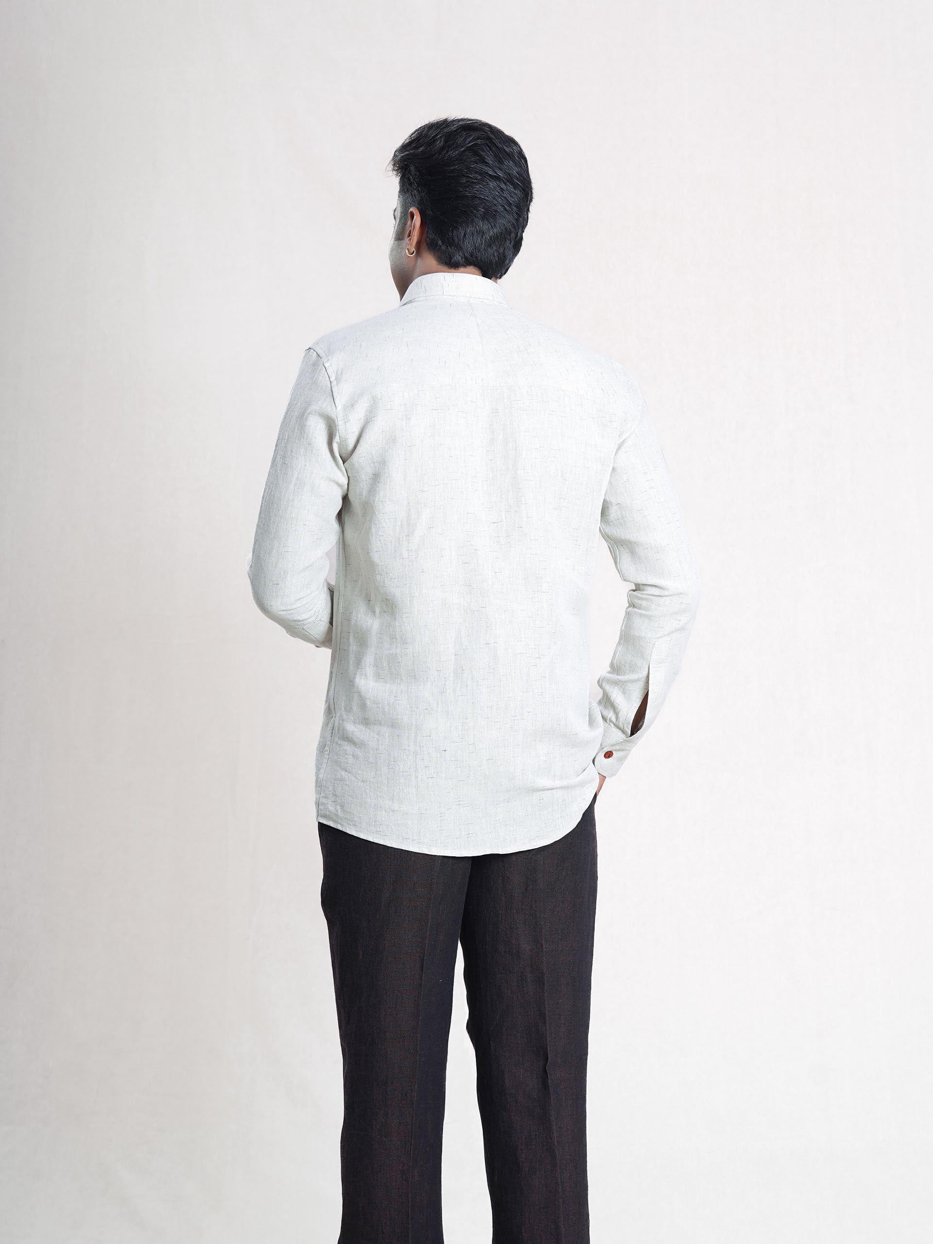 Off White Linen  Double Pocket Men’s Shirt