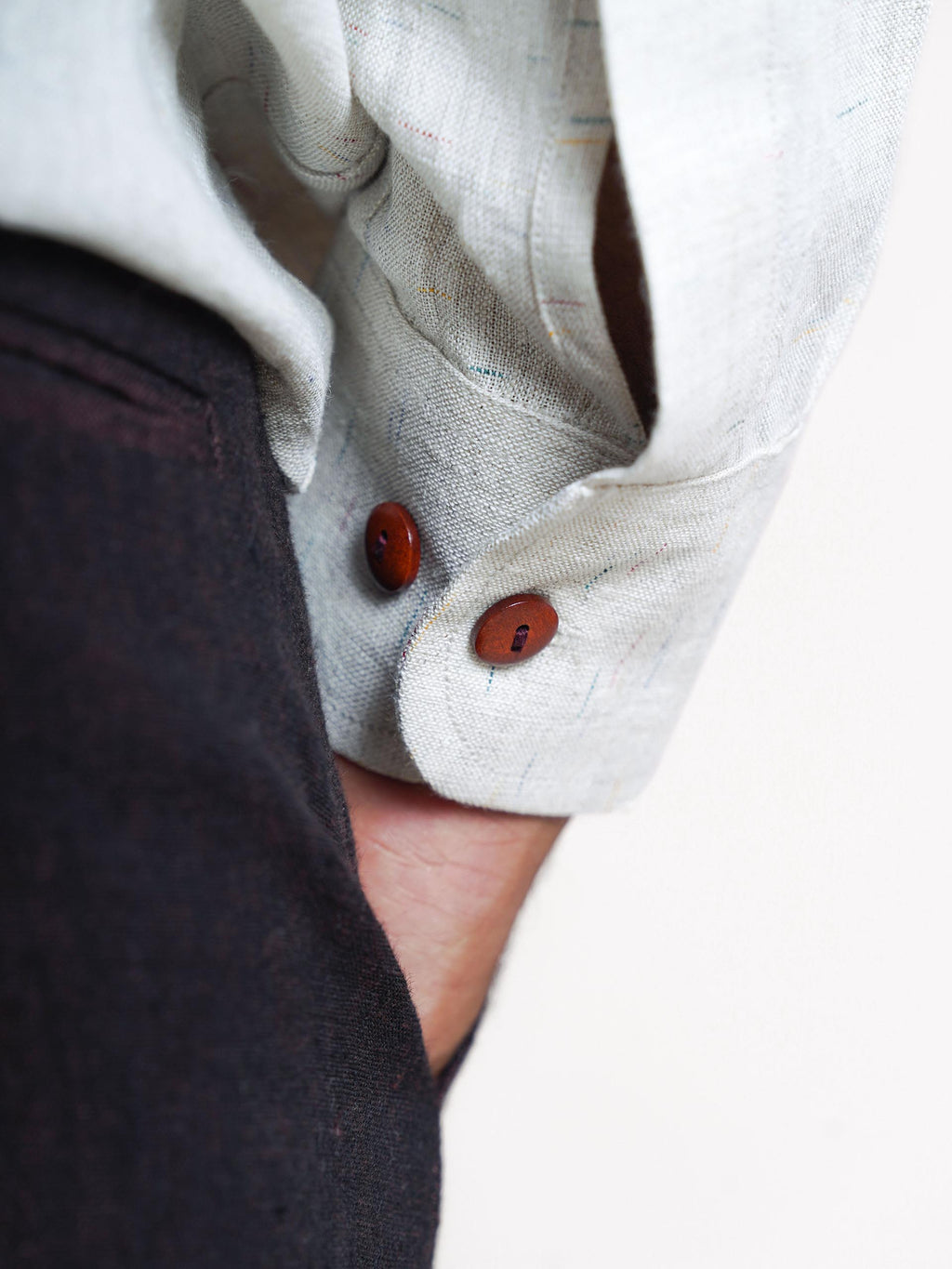 Off White Linen  Double Pocket Men’s Shirt