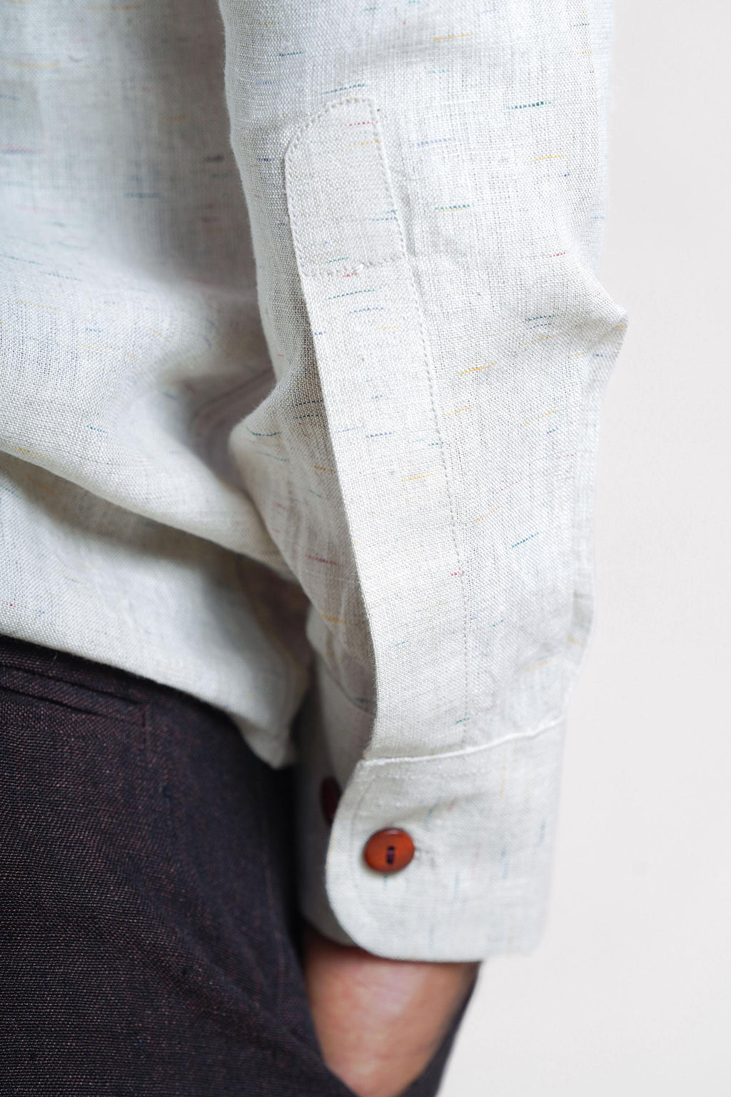 Off White Linen  Double Pocket Men’s Shirt