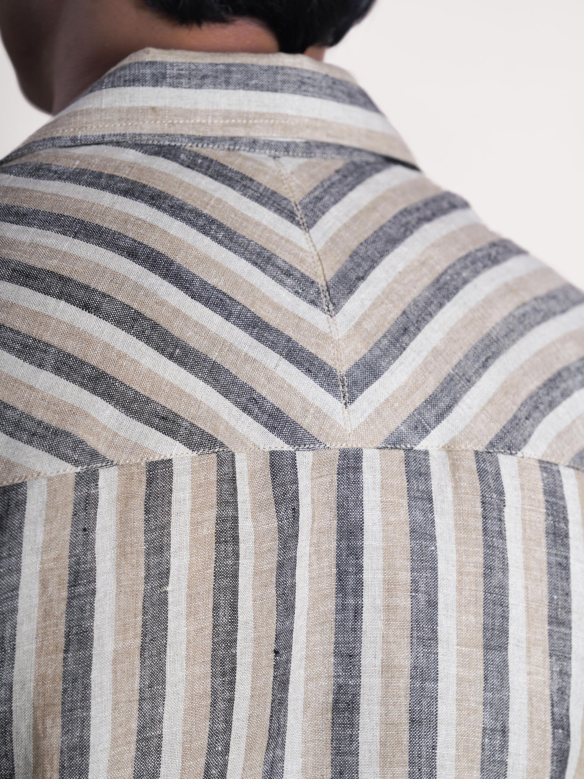 Khaki Striped Linen Men’s Shirt