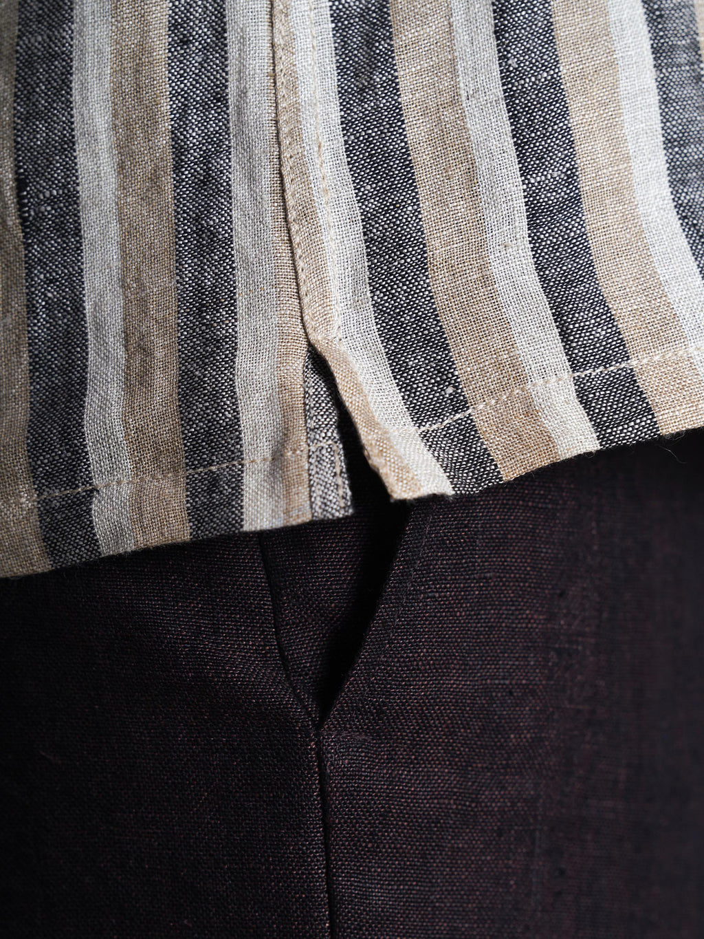 Khaki Striped Linen Men’s Shirt
