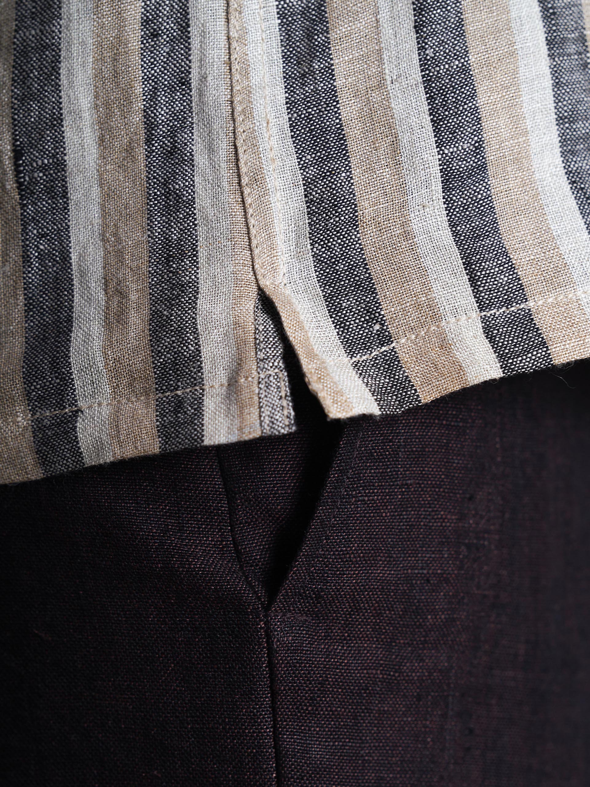 Khaki Striped Linen Men’s Shirt