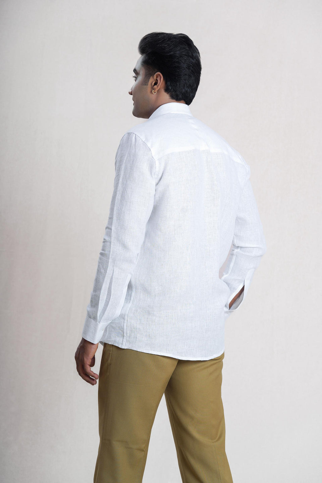 White Linen Hand Embroidered Men’s Shirt
