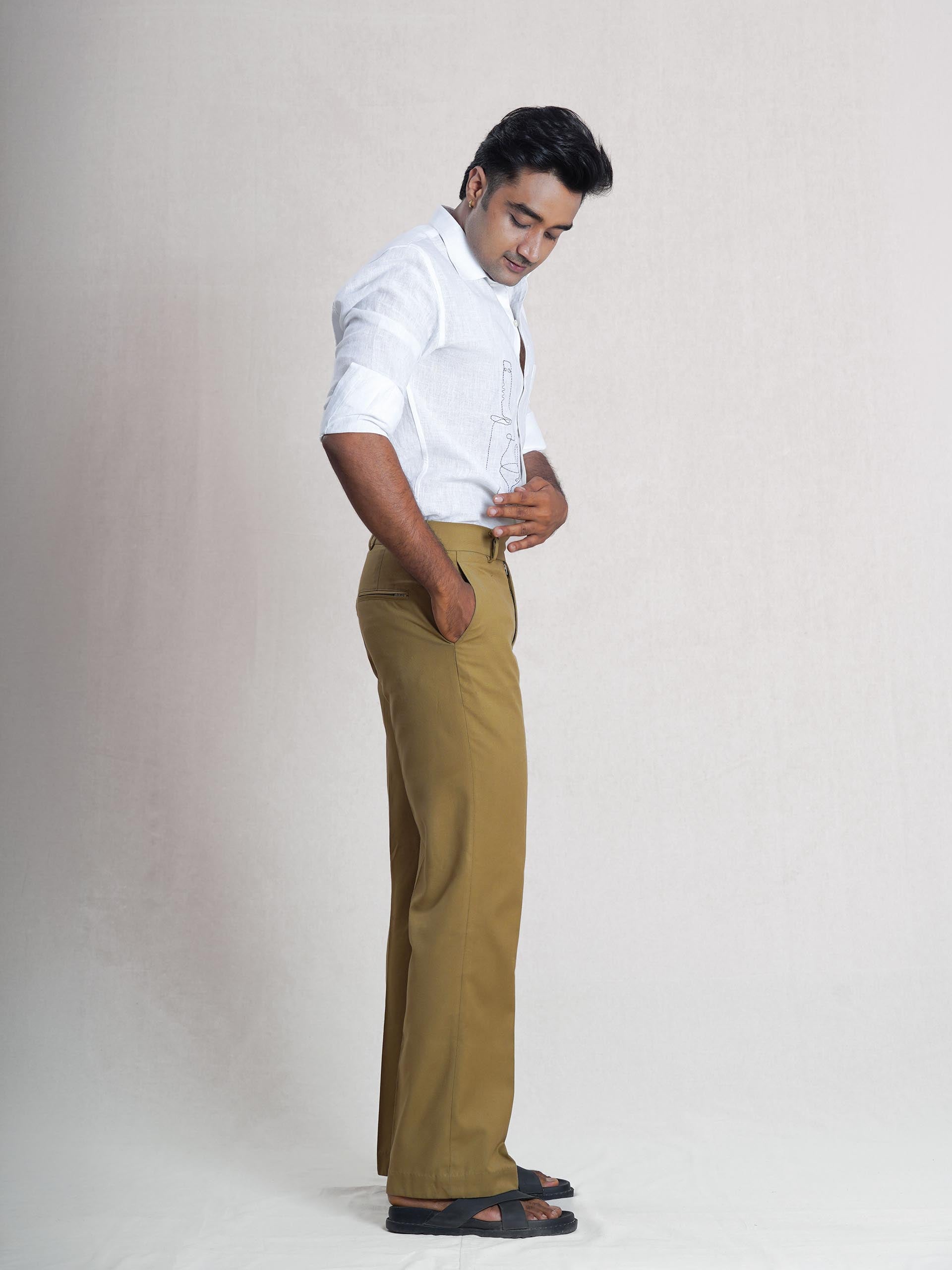 White Linen Hand Embroidered Men’s Shirt