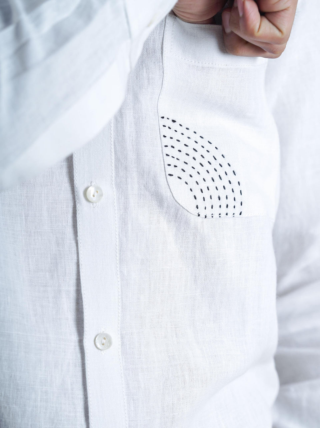 White Linen Sujni Embroidered Men’s Shirt