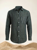Green Linen Hand Embroidered Men’s Shirt