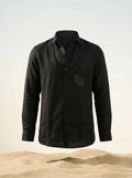 Black Linen Sujni Embroidered Men’s Shirt