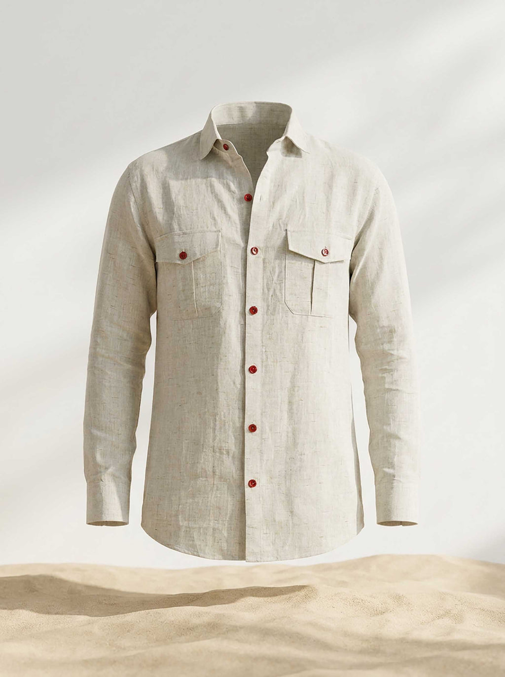 Off White Linen  Double Pocket Men’s Shirt