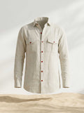 Off White Linen  Double Pocket Men’s Shirt