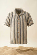Khaki Striped Linen Men’s Shirt